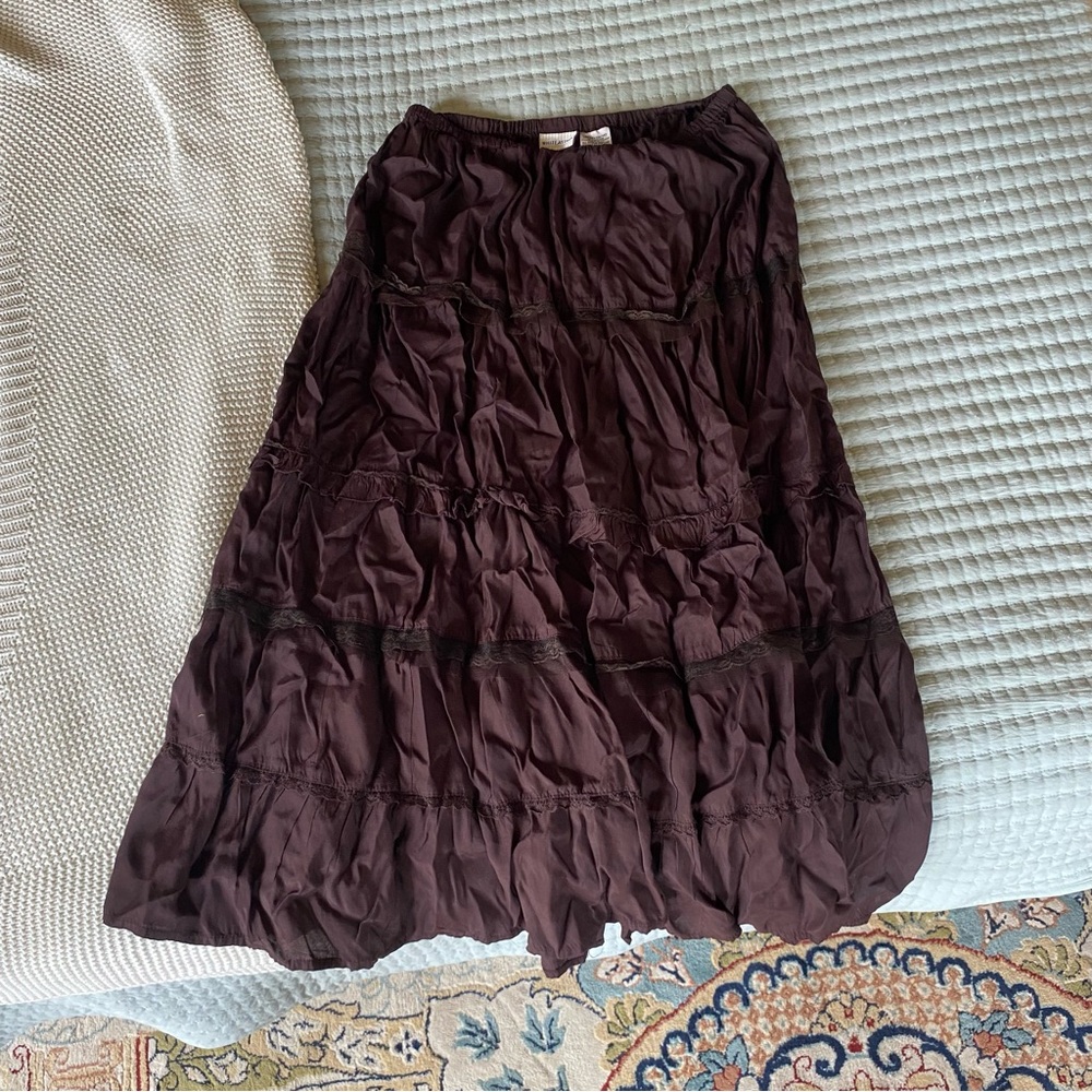 White Stag Brown Maxi Lace Detail Skirt